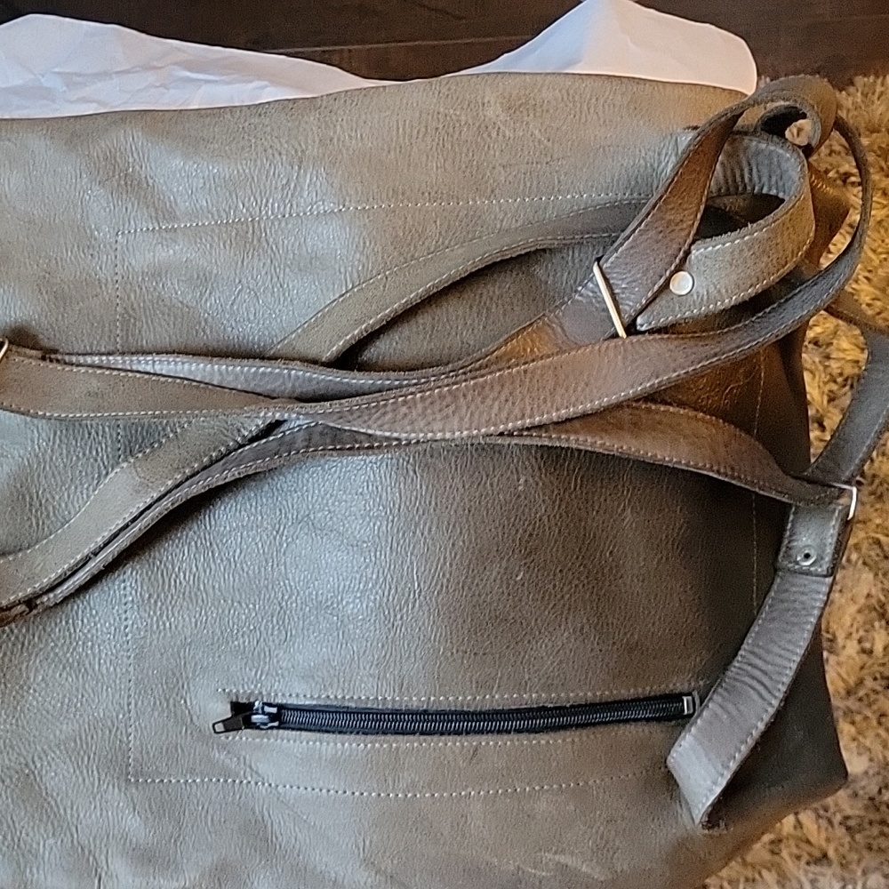 Handmade leather knapsack backpack - Picture 4 of 8